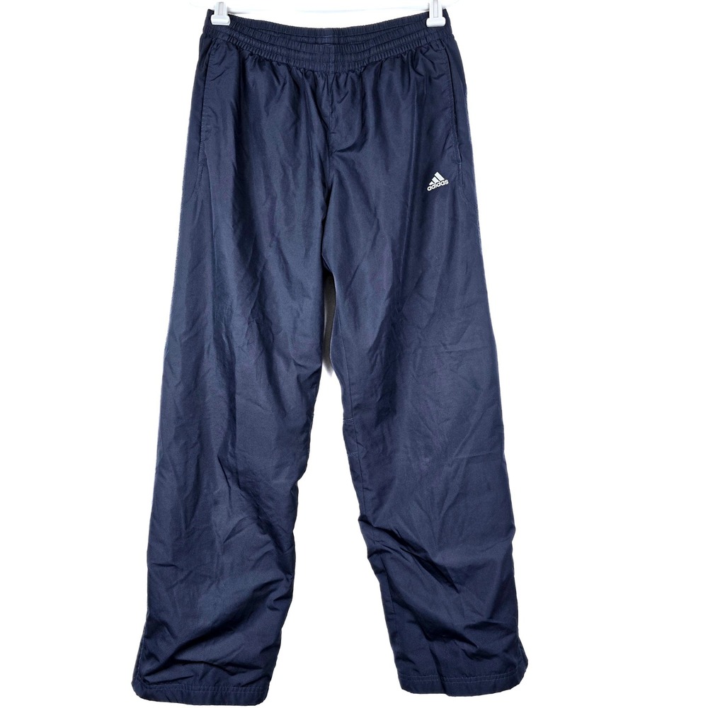 Adidas Mens Navy Blue 3-Stripe Mesh Lined Track Jogger Pants Meduim Zip Ankle